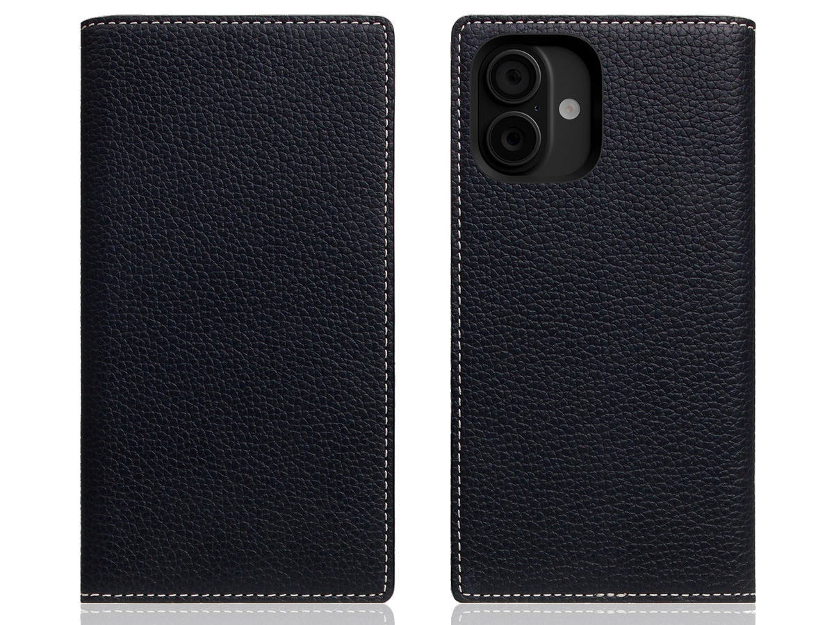 SLG Design D8 2in1 Leather Folio Black Blue - iPhone 16 hoesje