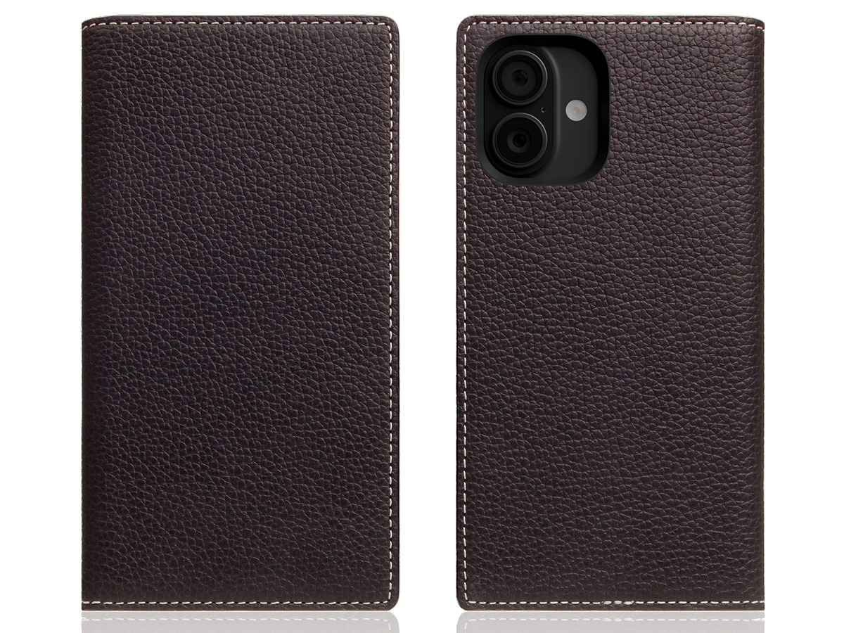 SLG Design D8 2in1 Leather Folio Brown Cream - iPhone 16 hoesje