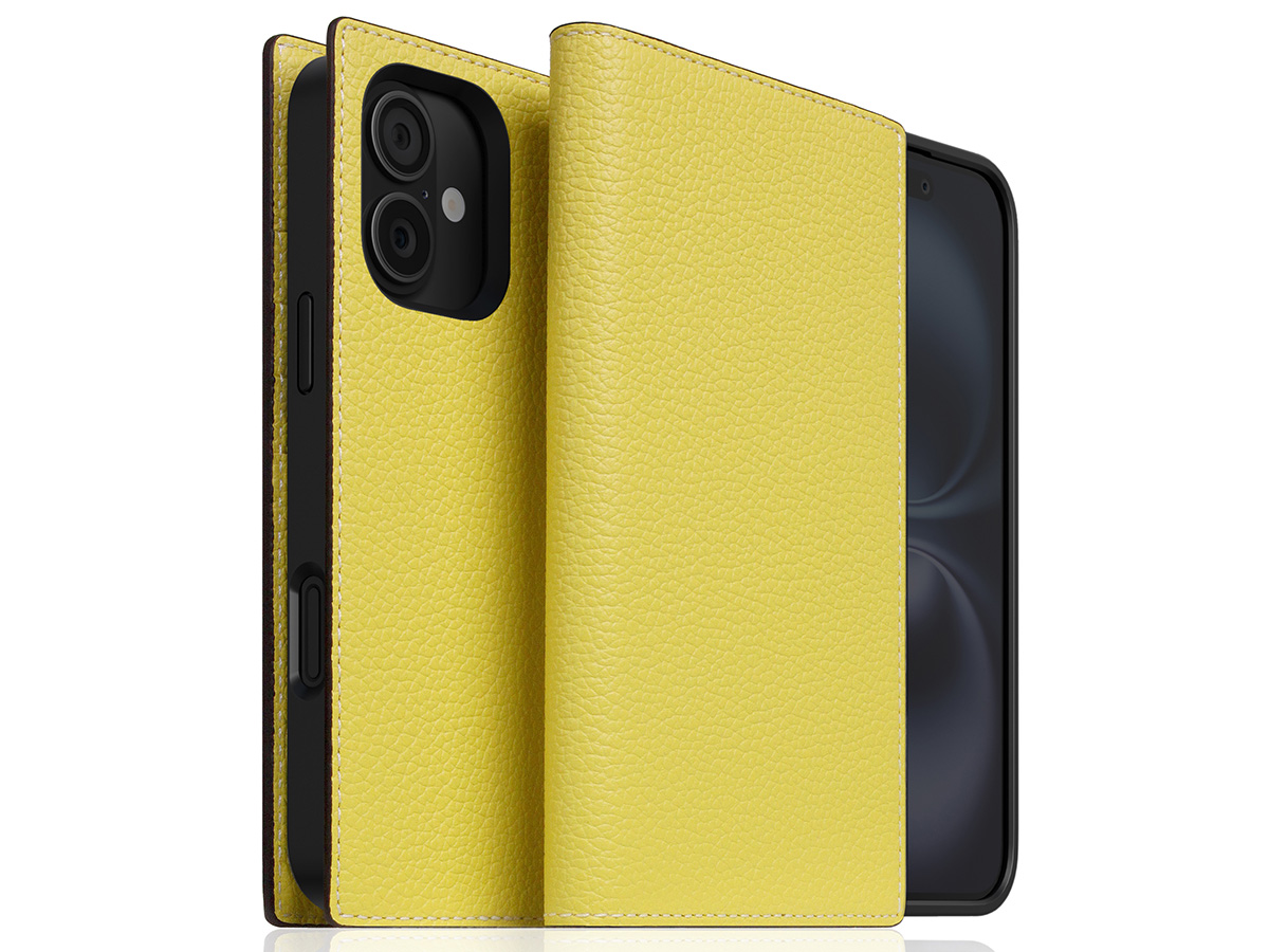 SLG Design D8 2in1 Leather Folio Lemon - iPhone 16 hoesje