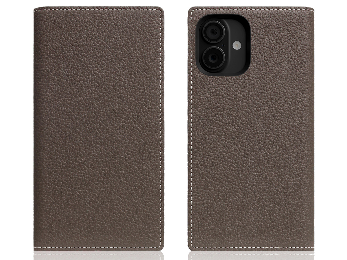 SLG Design D8 2in1 Leather Folio Etoff Cream - iPhone 16 hoesje