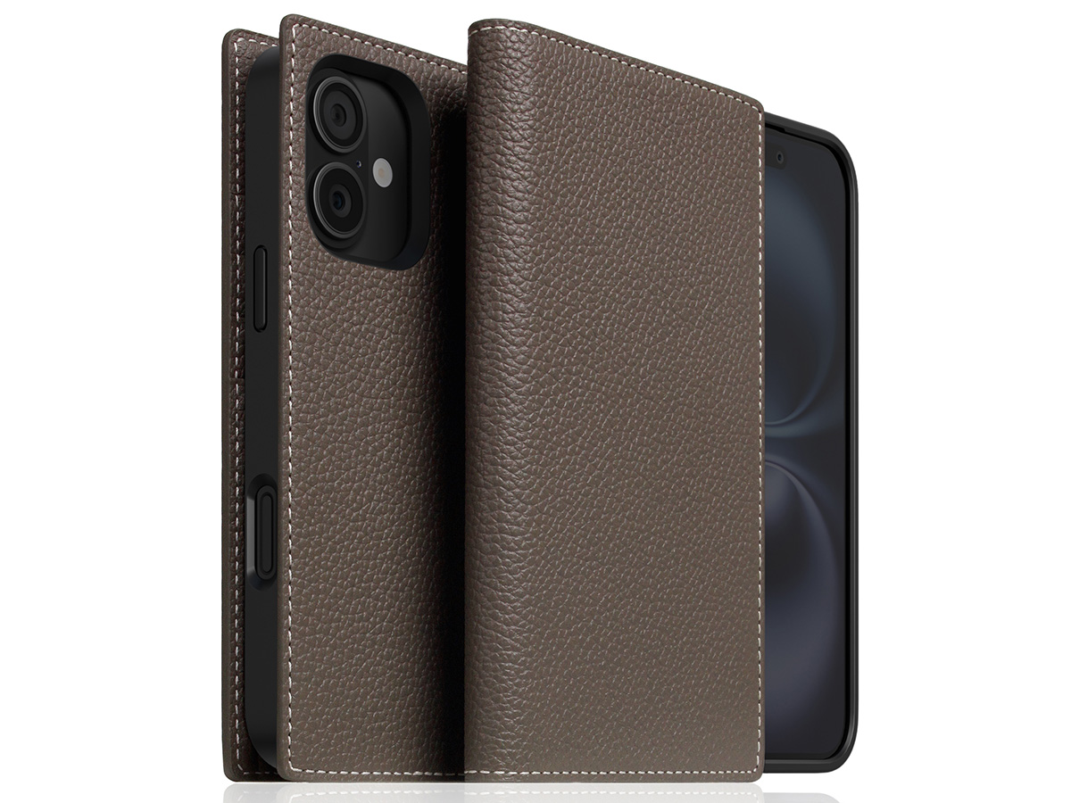 SLG Design D8 2in1 Leather Folio Etoff Cream - iPhone 16 hoesje