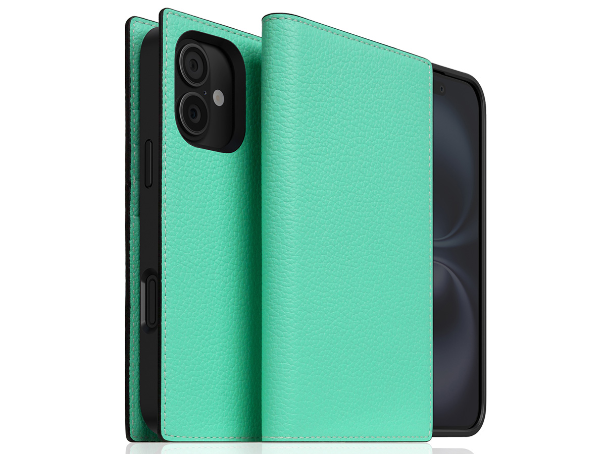 SLG Design D8 2in1 Leather Folio Teal - iPhone 16 hoesje