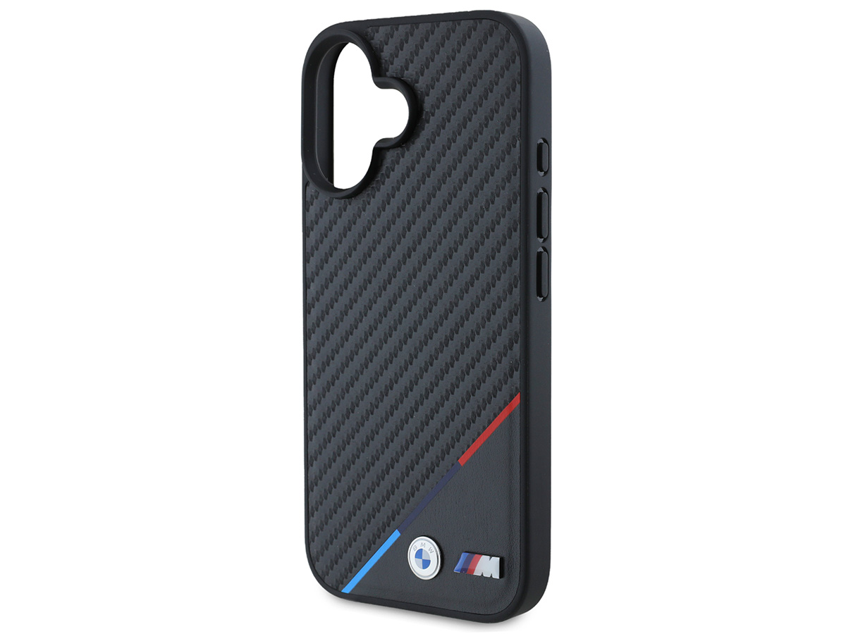 BMW M Colors Carbon-look MagSafe Case - iPhone 16 Plus hoesje