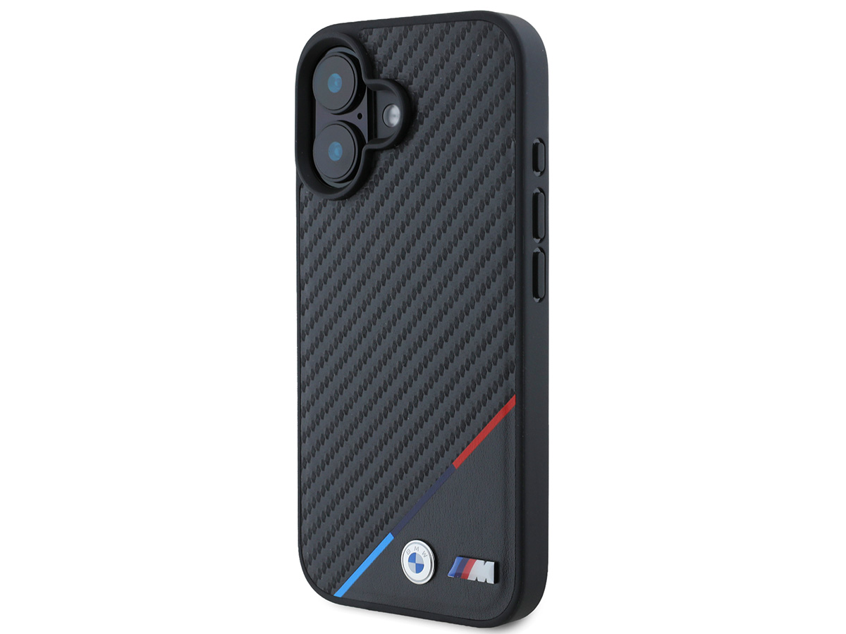 BMW M Colors Carbon-look MagSafe Case - iPhone 16 Plus hoesje