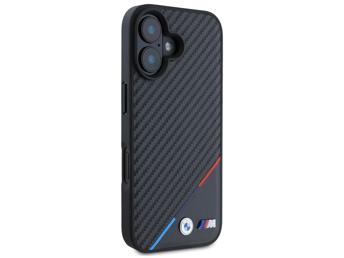 BMW M Colors Carbon-look MagSafe Case - iPhone 16 Plus hoesje