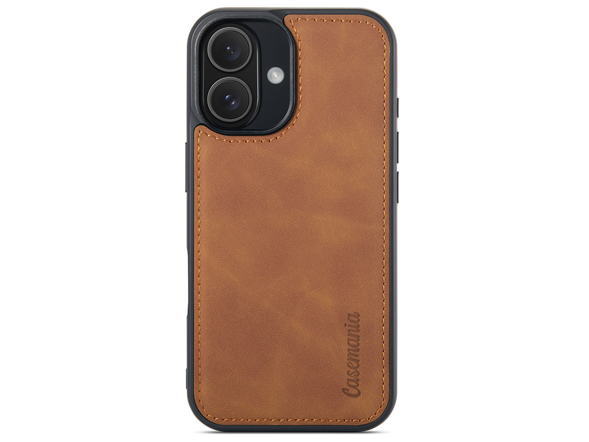 CaseMania 2in1 Magnetic Bookcase Cognac - iPhone 16 Plus Hoesje