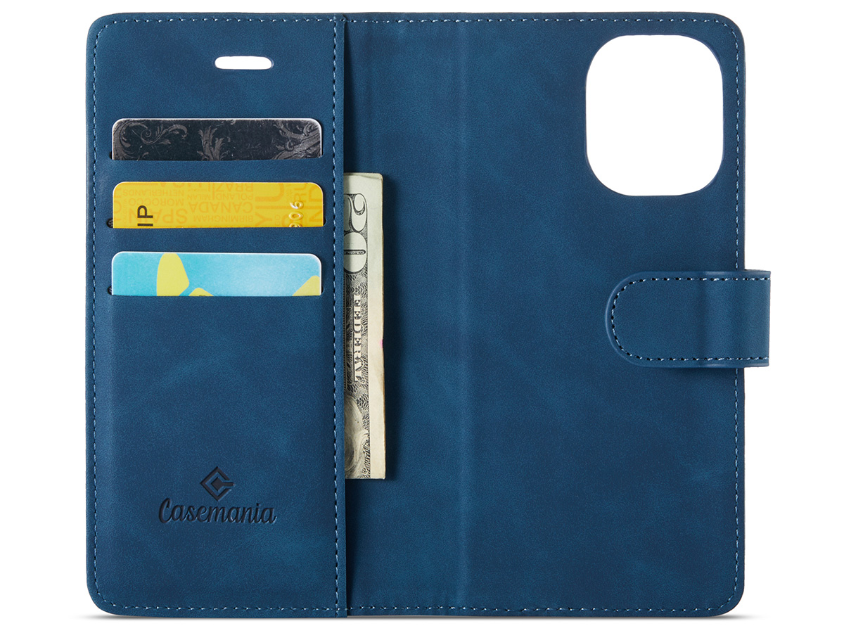 CaseMania 2in1 Magnetic Bookcase Donkerblauw - iPhone 16 Plus Hoesje