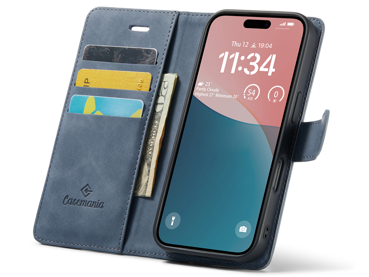 CaseMania 2in1 Magnetic Bookcase Grijs - iPhone 16 Plus Hoesje