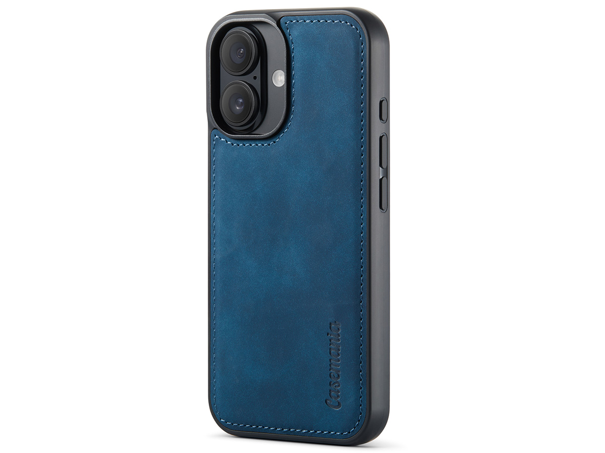 CaseMania 2in1 Wallet Ritsvak Case Donkerblauw - iPhone 16 Plus Hoesje