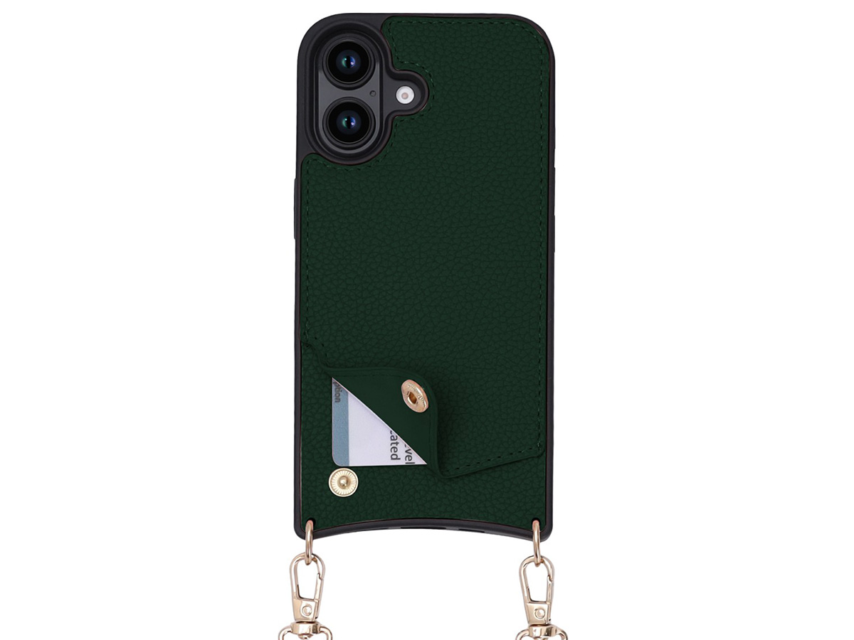 CaseMania Crossbody Card Case met Koord - iPhone 16 Plus Hoesje Groen