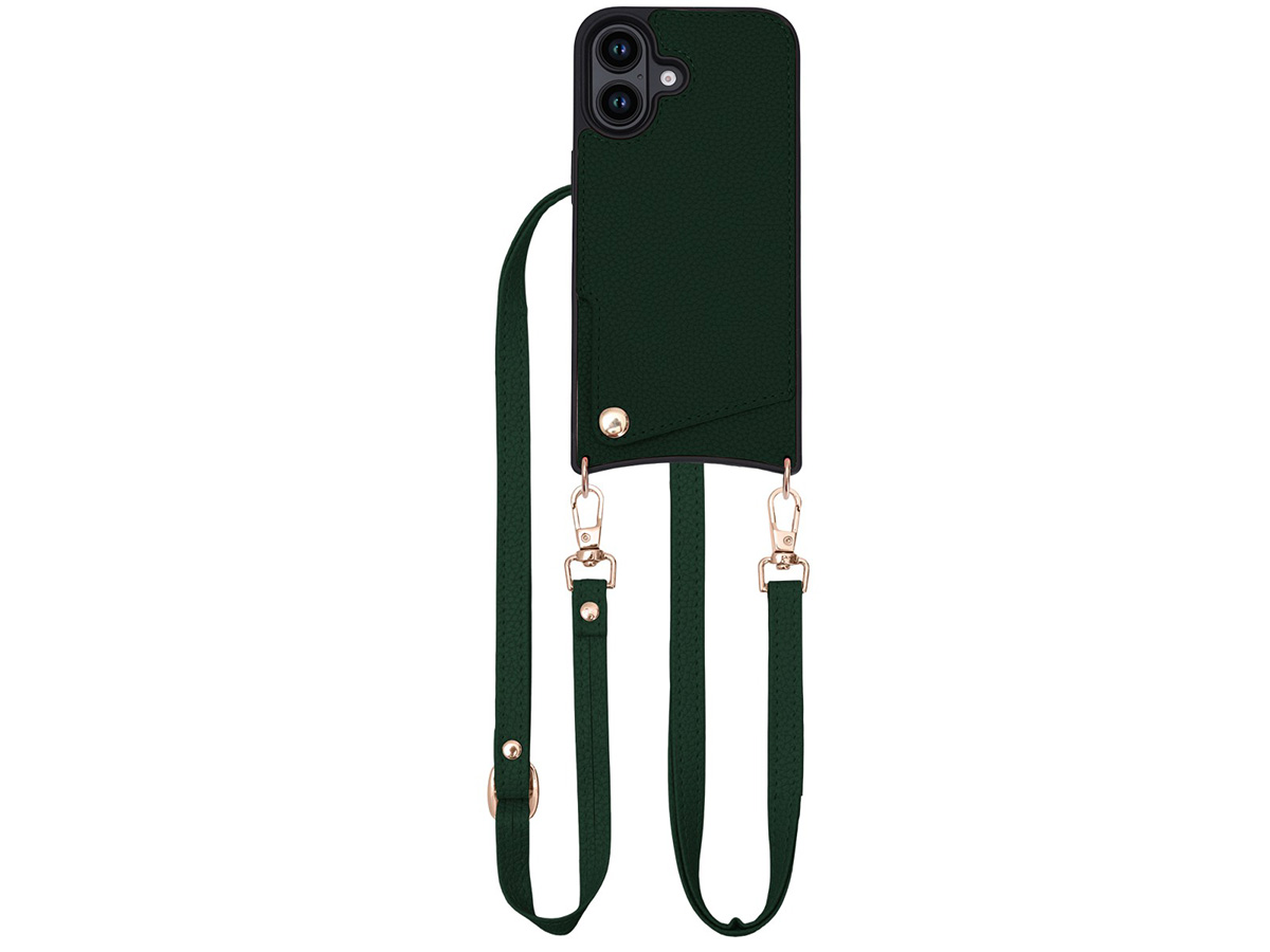 CaseMania Crossbody Card Case met Koord - iPhone 16 Plus Hoesje Groen