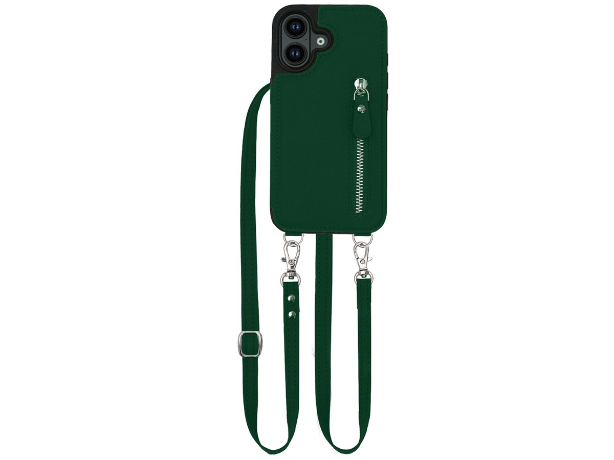 CaseMania Crossbody Wallet Case met Koord - iPhone 16 Plus Hoesje Groen