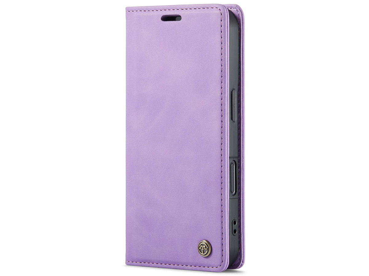 CaseMania Vintage Slim Bookcase Lila Paars - iPhone 16 Plus hoesje