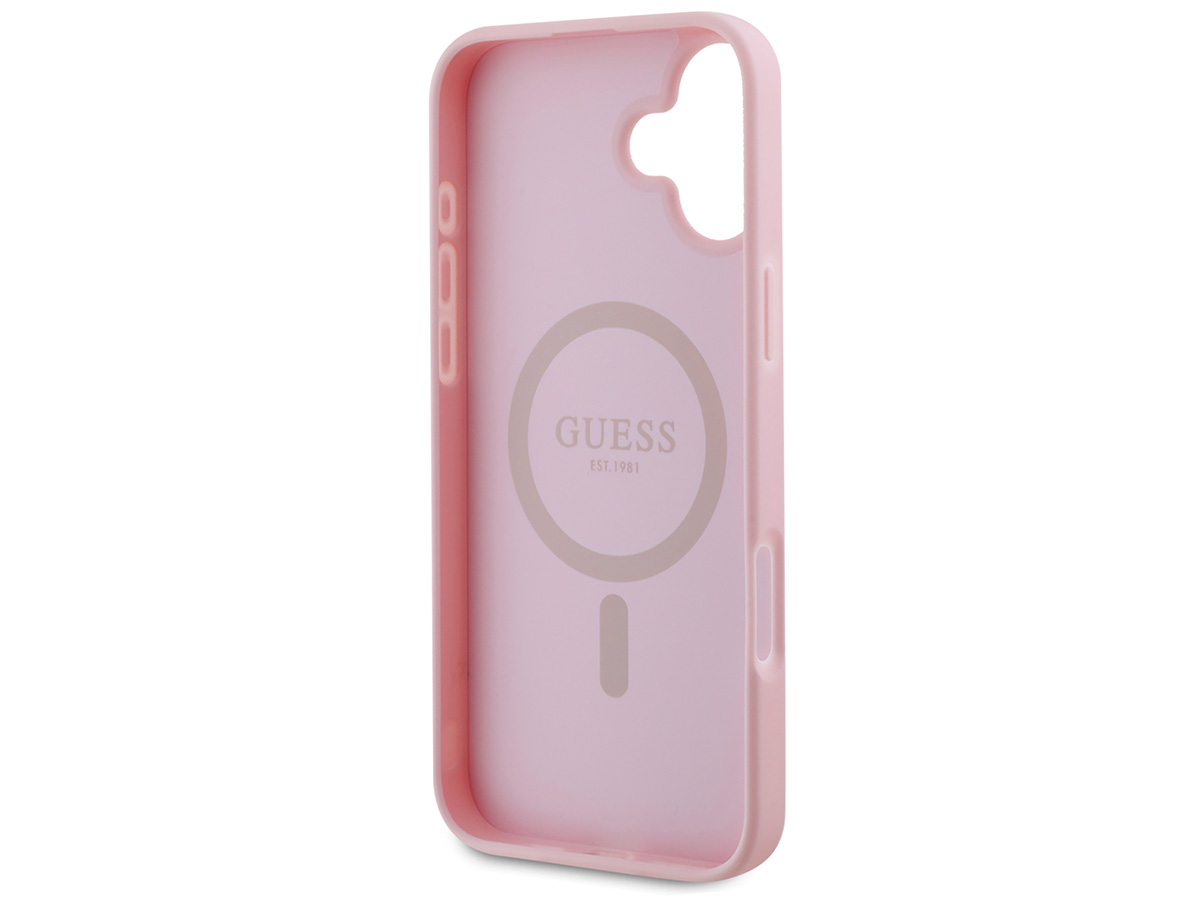 Guess Leatherette MagSafe Case Roze - iPhone 16 Plus hoesje