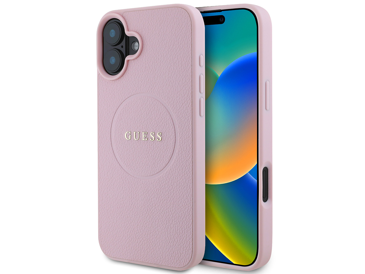 Guess Leatherette MagSafe Case Roze - iPhone 16 Plus hoesje