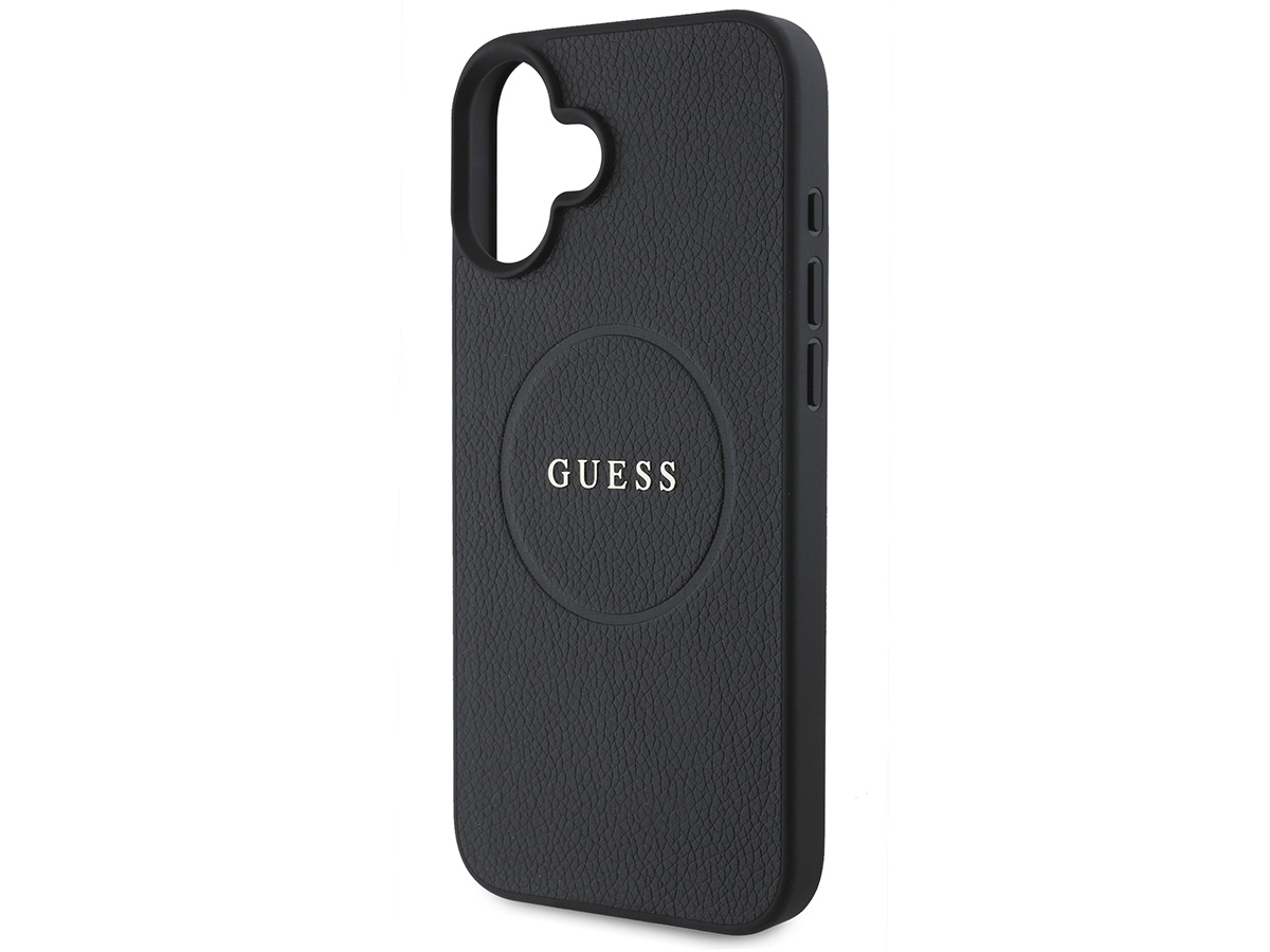 Guess Leatherette MagSafe Case Zwart - iPhone 16 Plus hoesje