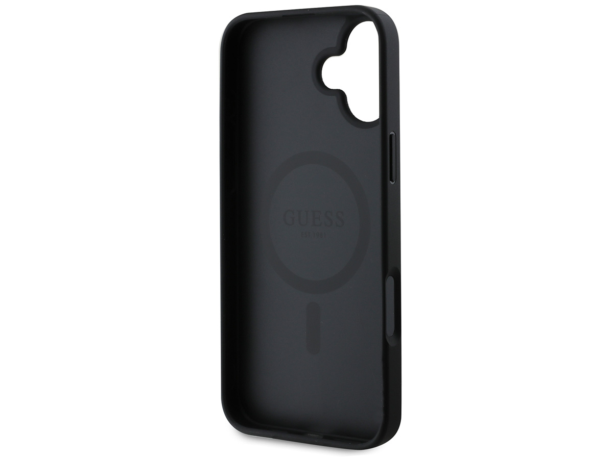 Guess Leatherette MagSafe Case Zwart - iPhone 16 Plus hoesje