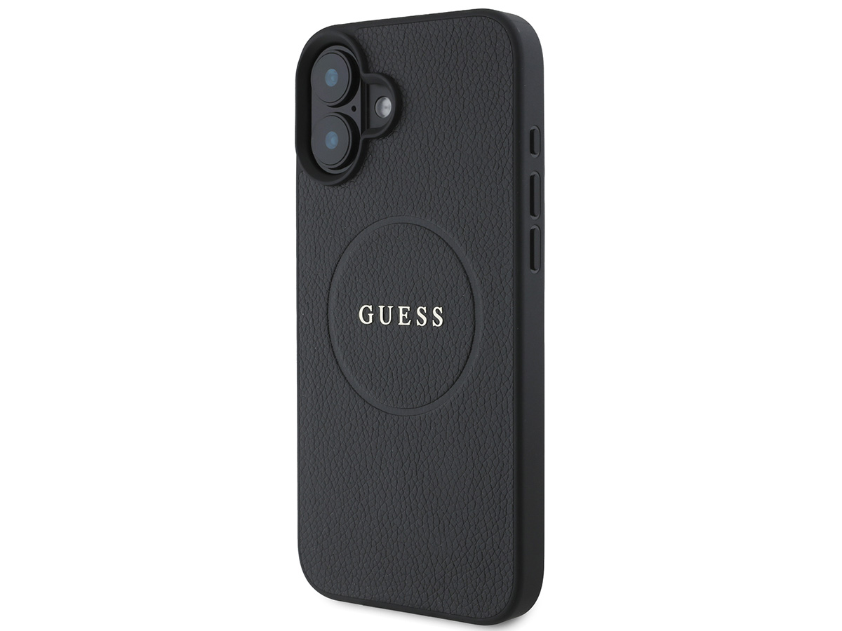 Guess Leatherette MagSafe Case Zwart - iPhone 16 Plus hoesje