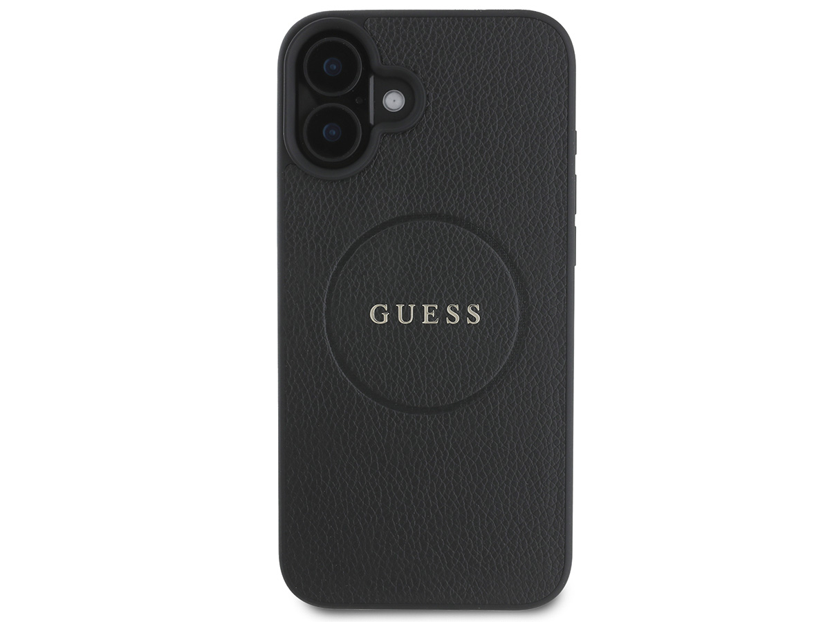 Guess Leatherette MagSafe Case Zwart - iPhone 16 Plus hoesje