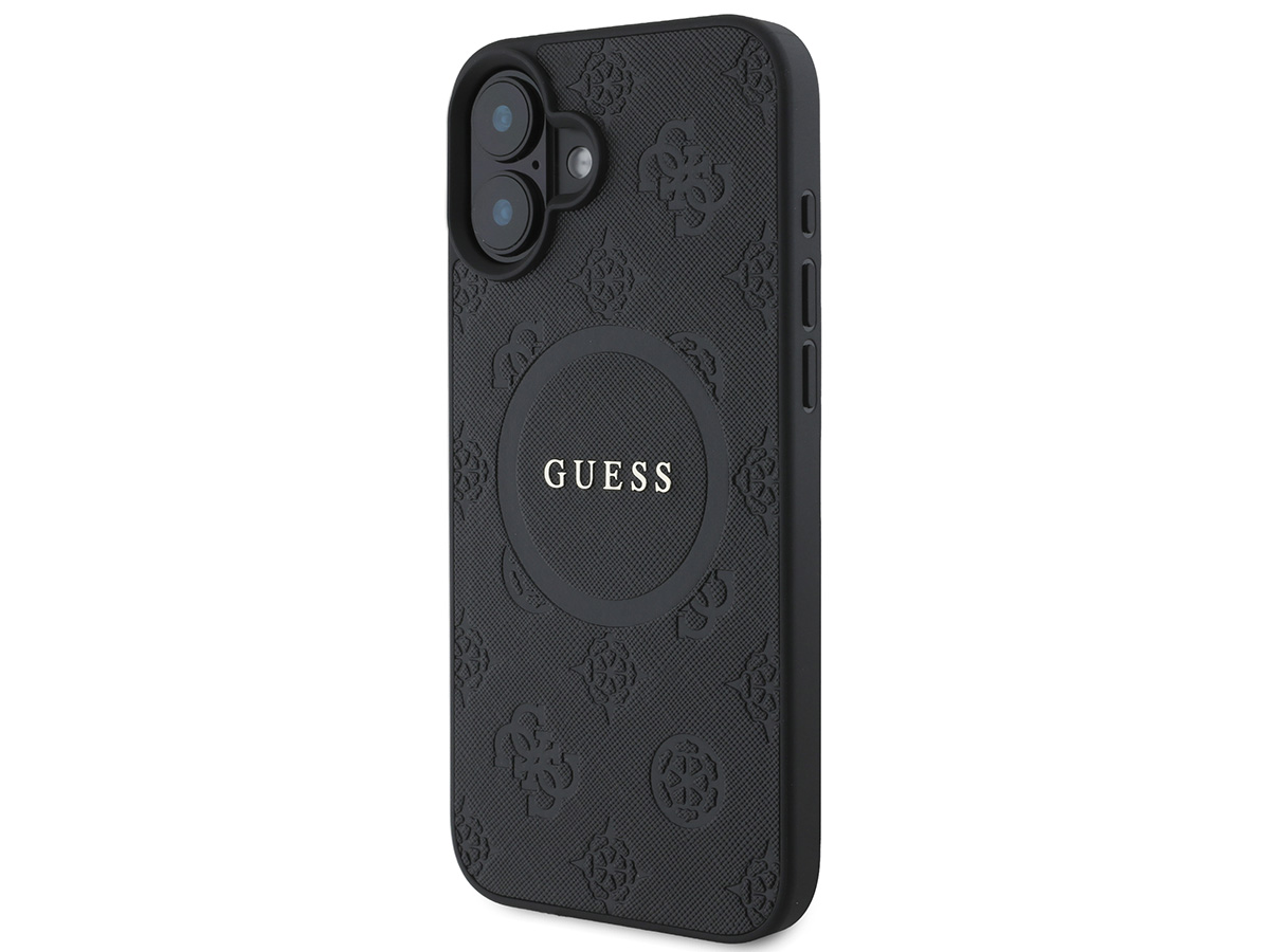 Guess Peony Logo MagSafe Case Zwart - iPhone 16 Plus hoesje