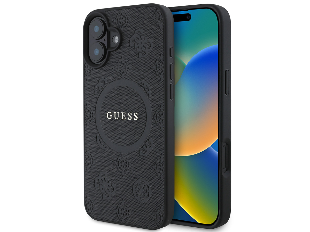 Guess Peony Logo MagSafe Case Zwart - iPhone 16 Plus hoesje