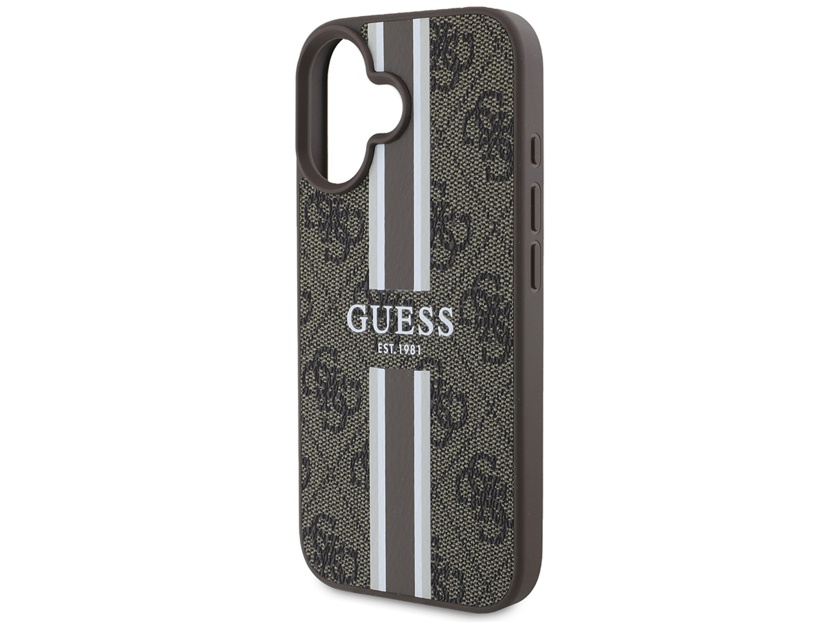 Guess Varsity Monogram MagSafe Case Bruin - iPhone 16 Plus hoesje