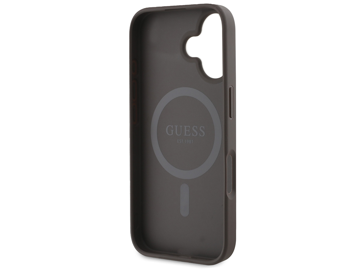 Guess Varsity Monogram MagSafe Case Bruin - iPhone 16 Plus hoesje