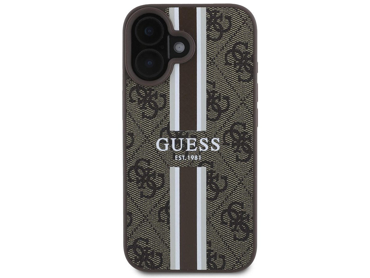 Guess Varsity Monogram MagSafe Case Bruin - iPhone 16 Plus hoesje