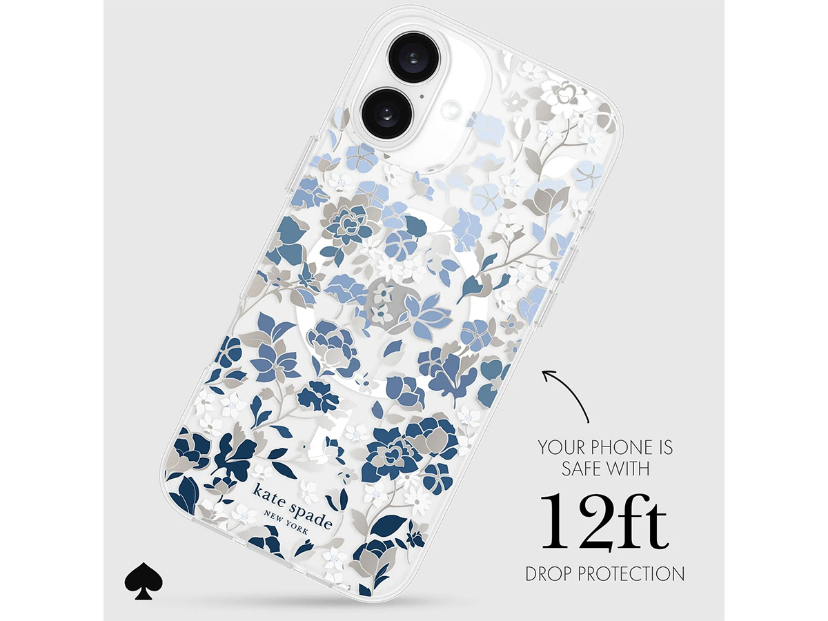 Kate Spade Flowerbed Blue Case - iPhone 16 Plus hoesje