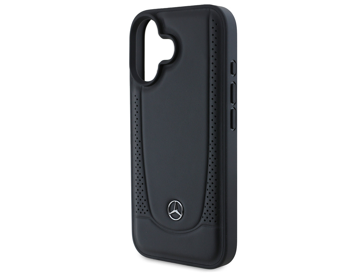 Mercedes-Benz Urban Leather Case Zwart - iPhone 16 Plus hoesje