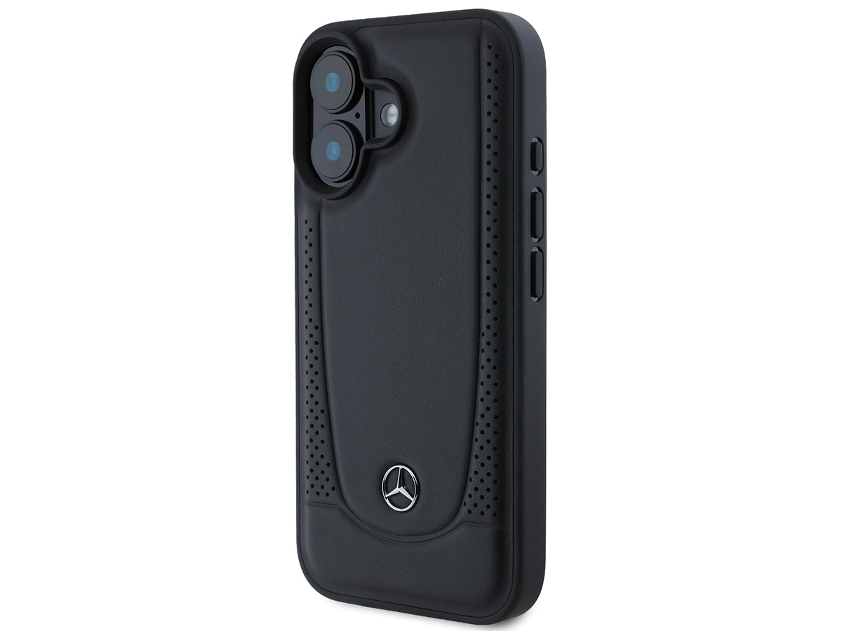 Mercedes-Benz Urban Leather Case Zwart - iPhone 16 Plus hoesje