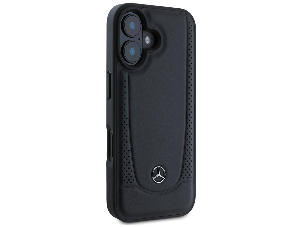 Mercedes-Benz Urban Leather Case Zwart - iPhone 16 Plus hoesje