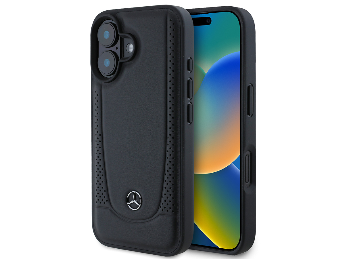 Mercedes-Benz Urban Leather Case Zwart - iPhone 16 Plus hoesje