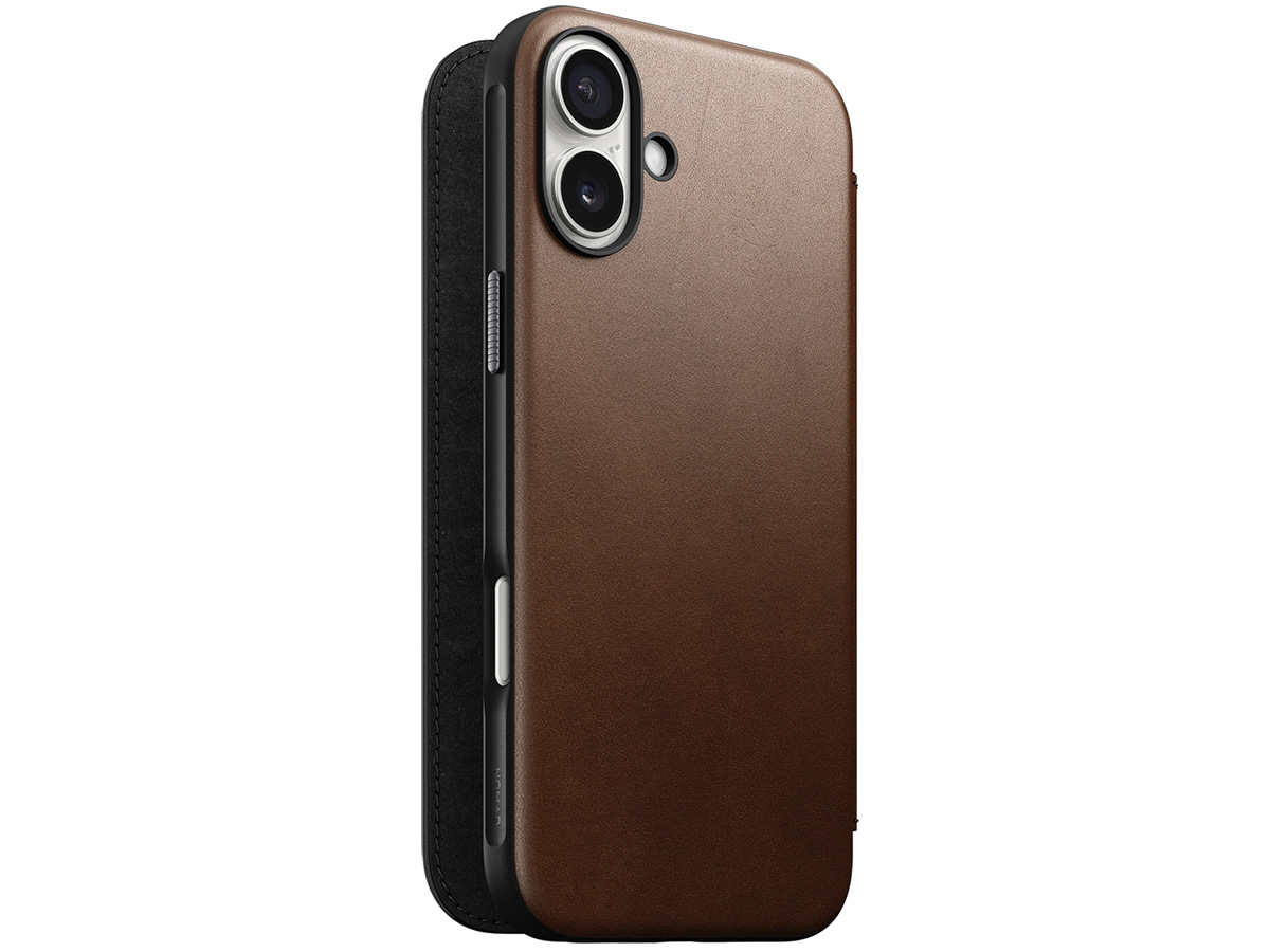 Nomad Modern Leather Folio Bruin - iPhone 16 Plus hoesje