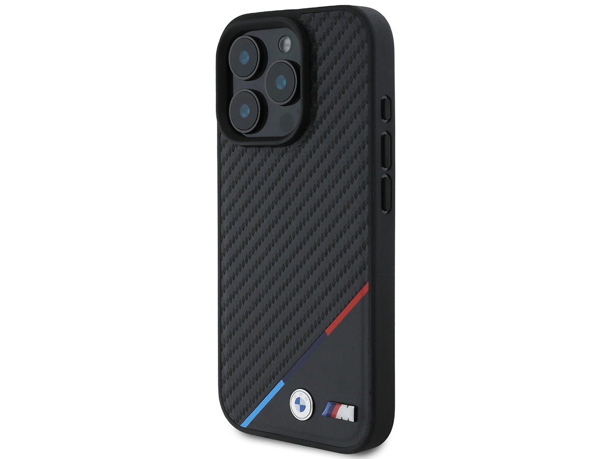 BMW M Carbon Tricolor MagSafe Case Zwart - iPhone 16 Pro hoesje