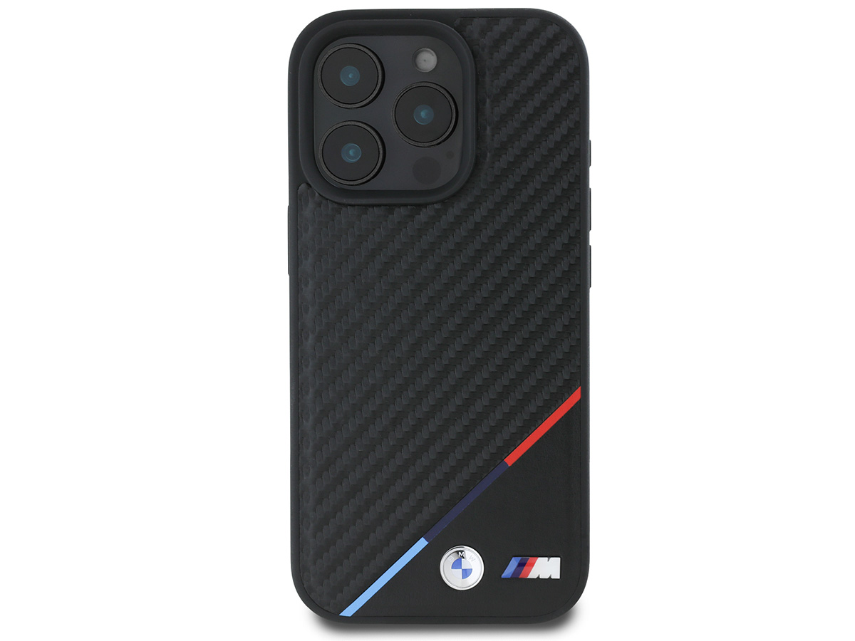 BMW M Carbon Tricolor MagSafe Case Zwart - iPhone 16 Pro hoesje