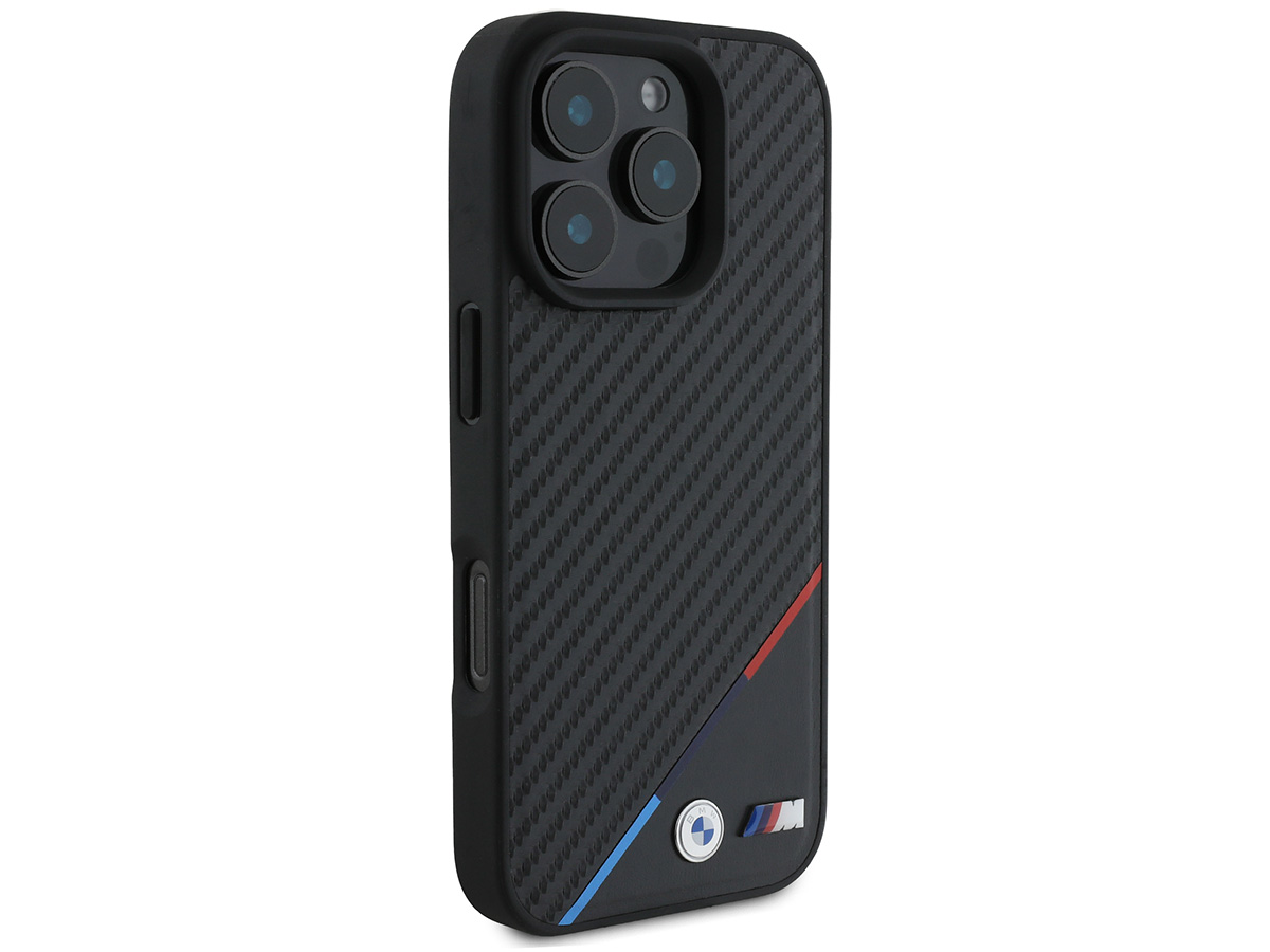 BMW M Carbon Tricolor MagSafe Case Zwart - iPhone 16 Pro hoesje