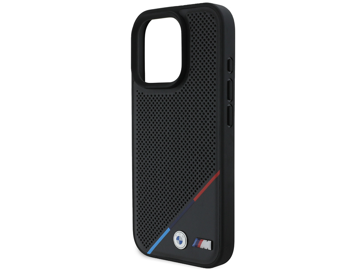 BMW M Perforated Tricolor MagSafe Case Zwart - iPhone 16 Pro hoesje