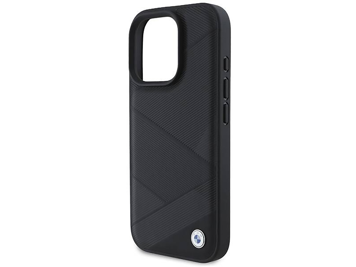 BMW Textured Leather Case Zwart - iPhone 16 Pro hoesje