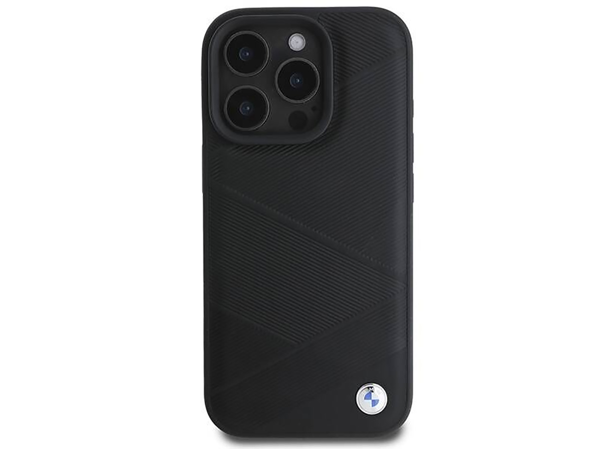 BMW Textured Leather Case Zwart - iPhone 16 Pro hoesje