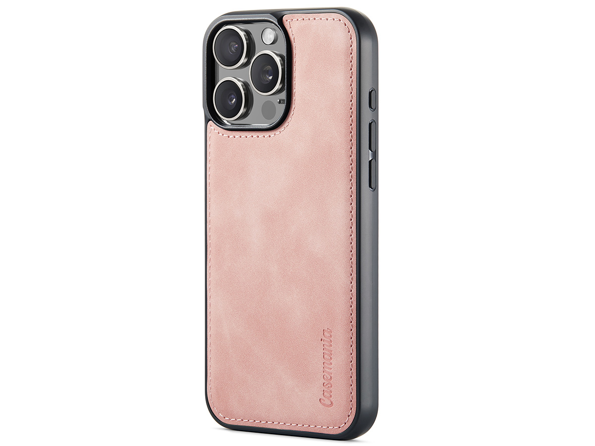 CaseMania 2in1 Magnetic Bookcase Roze - iPhone 16 Pro Hoesje