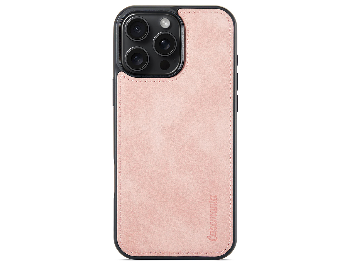 CaseMania 2in1 Magnetic Bookcase Roze - iPhone 16 Pro Hoesje