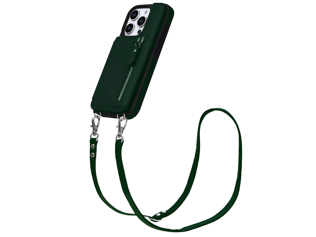 CaseMania Crossbody Wallet Case met Koord - iPhone 16 Pro Hoesje Groen