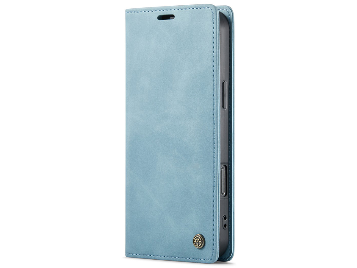 CaseMania Vintage Slim Bookcase Aqua - iPhone 16 Pro hoesje