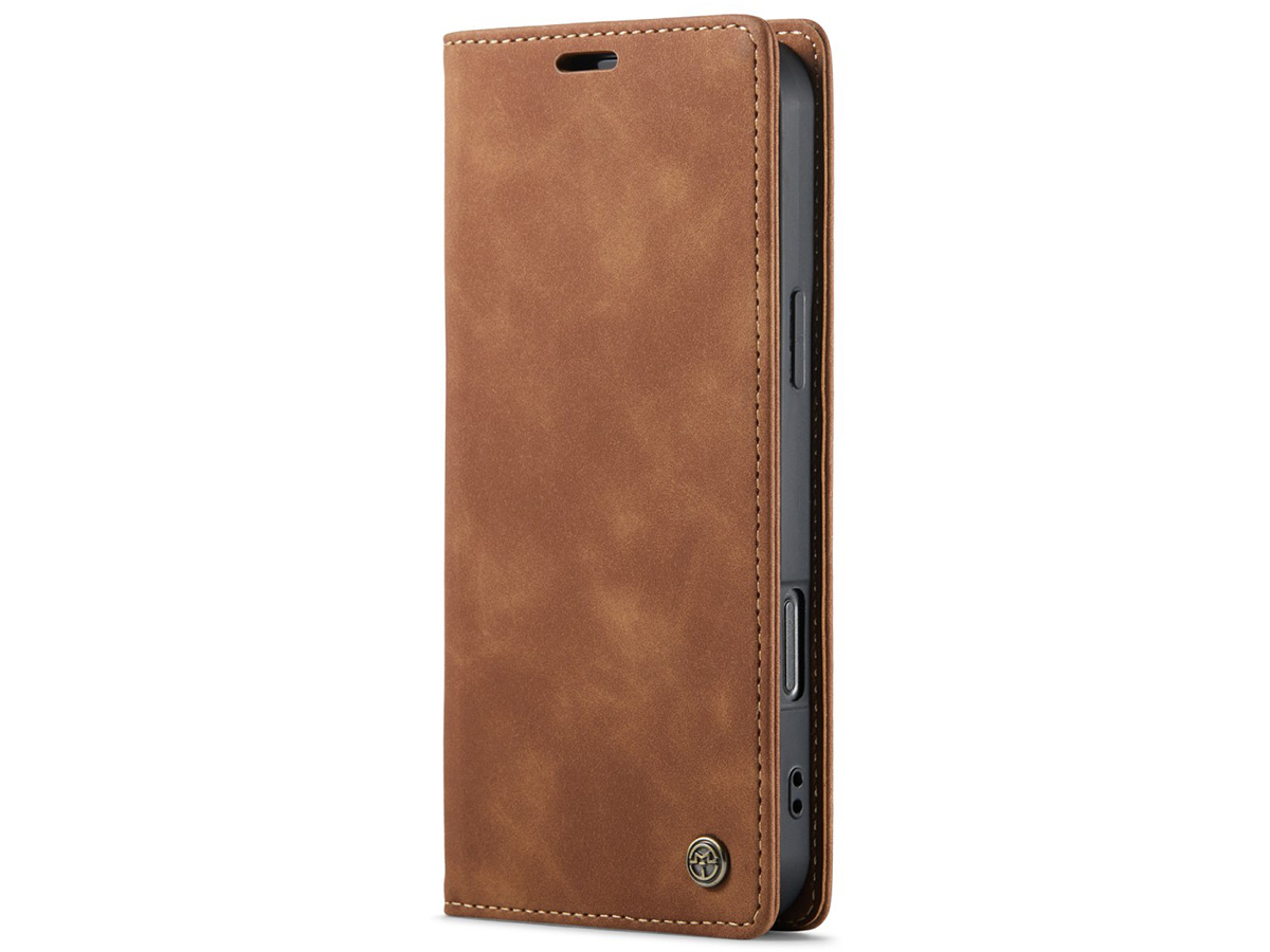 CaseMania Vintage Slim Bookcase Cognac - iPhone 16 Pro hoesje