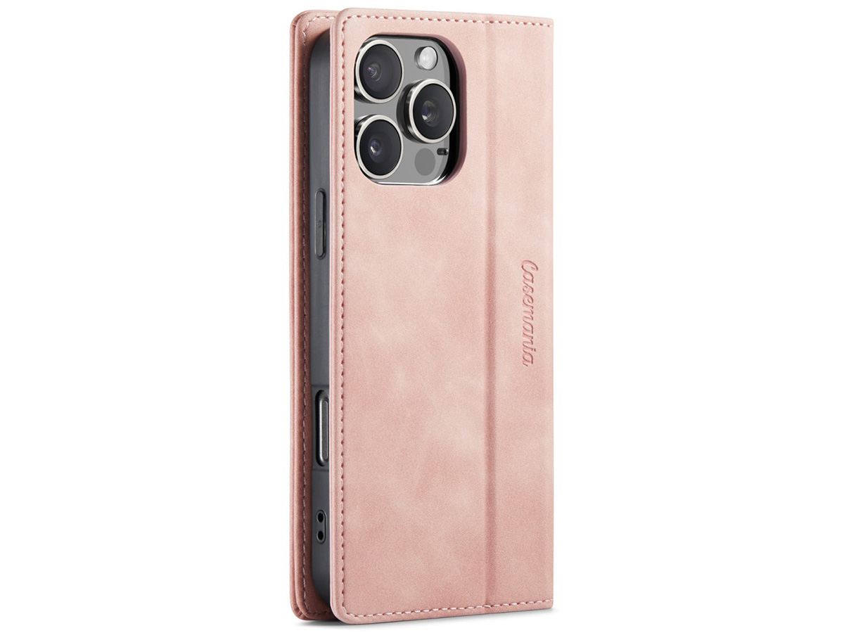 CaseMania Vintage Slim Bookcase Roze - iPhone 16 Pro hoesje