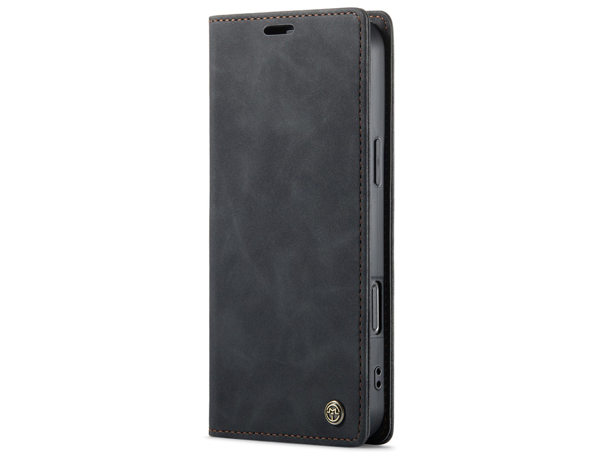 CaseMania Vintage Slim Bookcase Zwart - iPhone 16 Pro hoesje