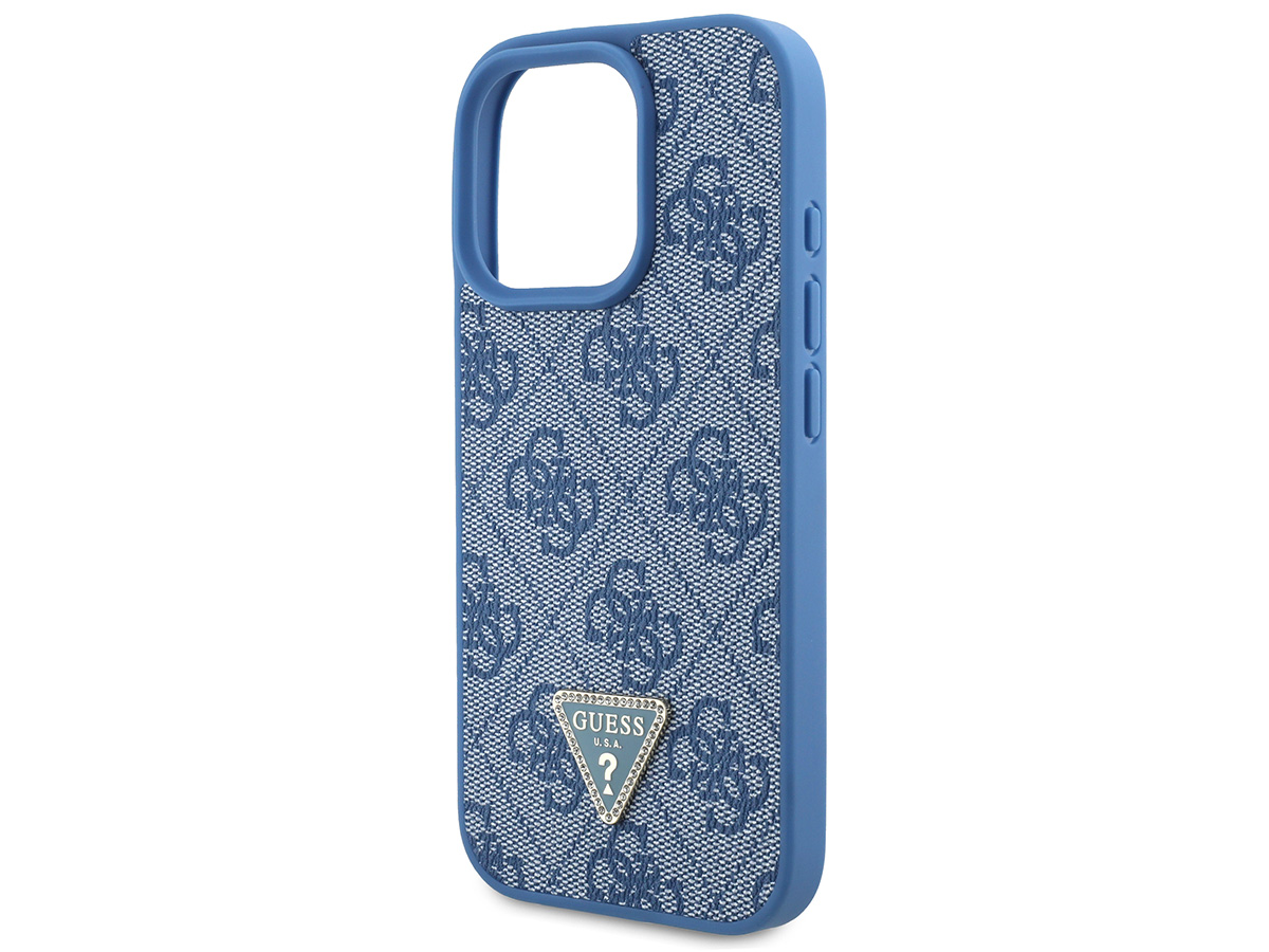 Guess 4G Monogram Necklace Case Blauw - iPhone 16 Pro hoesje met Koord