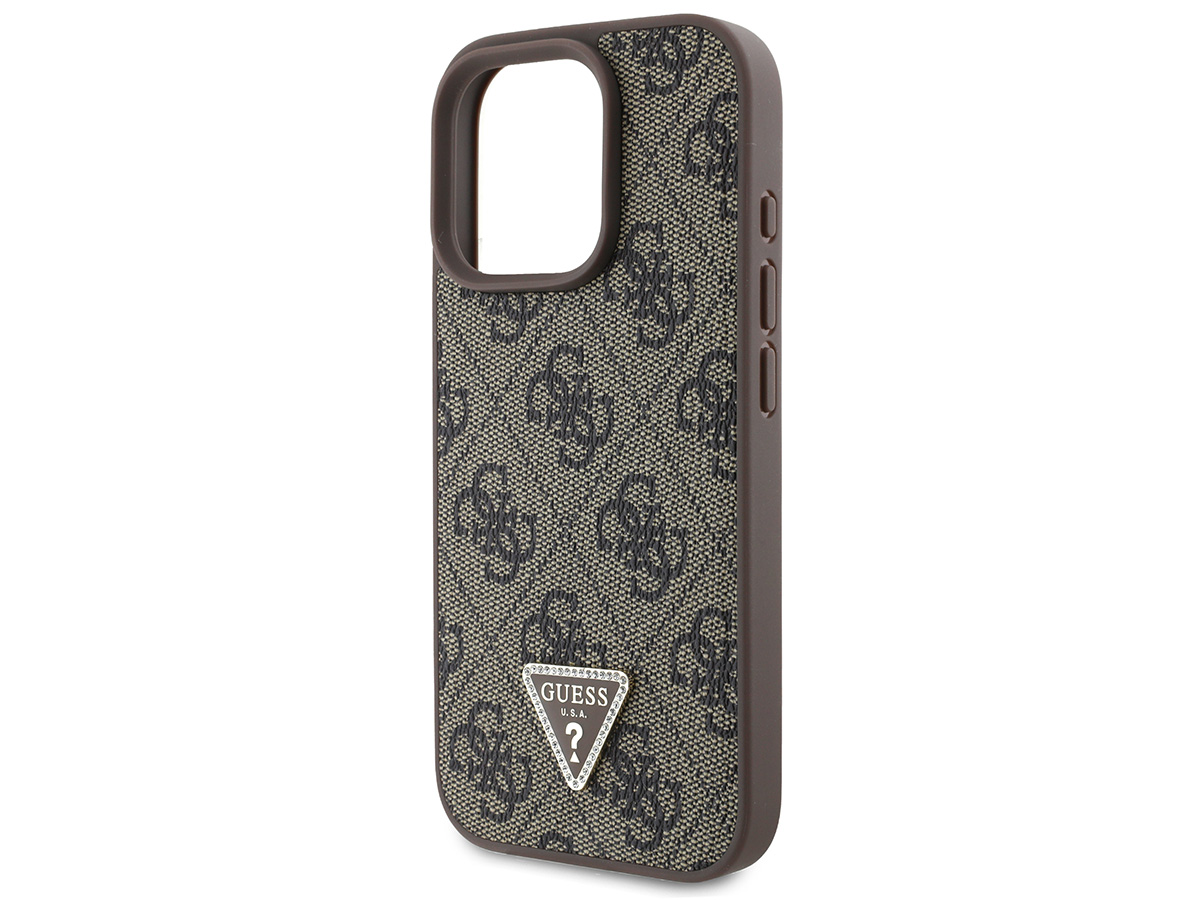 Guess 4G Monogram Necklace Case Bruin - iPhone 16 Pro hoesje met Koord