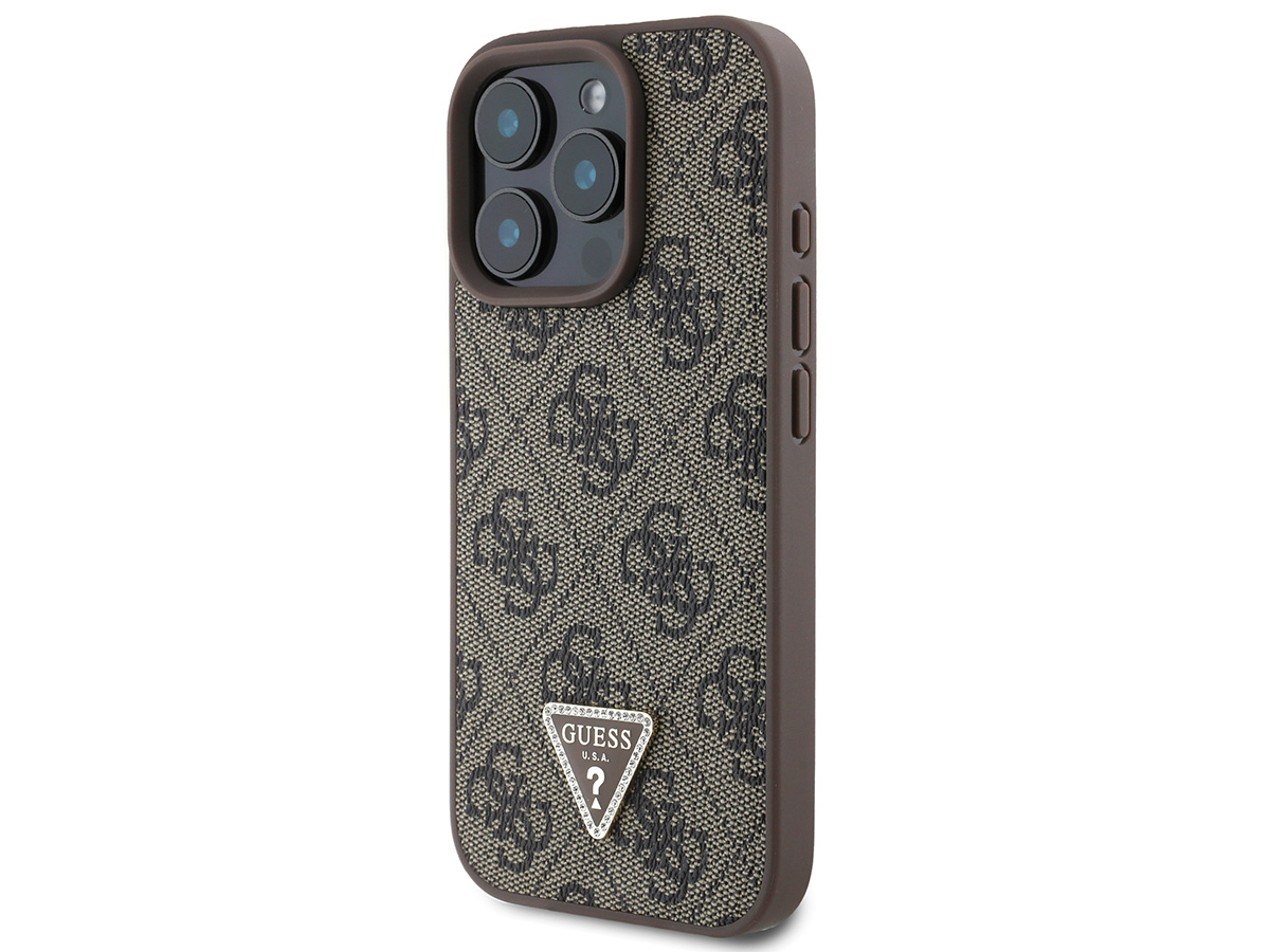 Guess 4G Monogram Necklace Case Bruin - iPhone 16 Pro hoesje met Koord